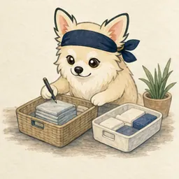 学習ノートと試験予定を確認するチワワ