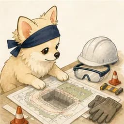 作業区域と保護具を事前確認するチワワ