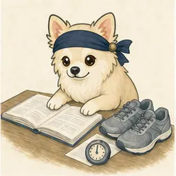 筆記・面接・体力試験の準備をするチワワ