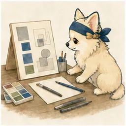 素材と配色を比較して学ぶチワワ