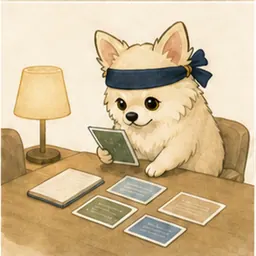 相談支援の手順を確認するチワワ