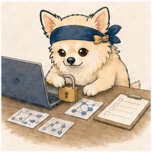 安全なシステム構成を確認するチワワ