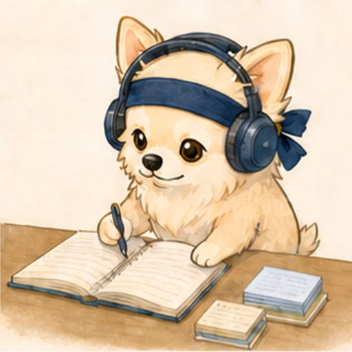 試験案内と合格証明を確認するチワワ